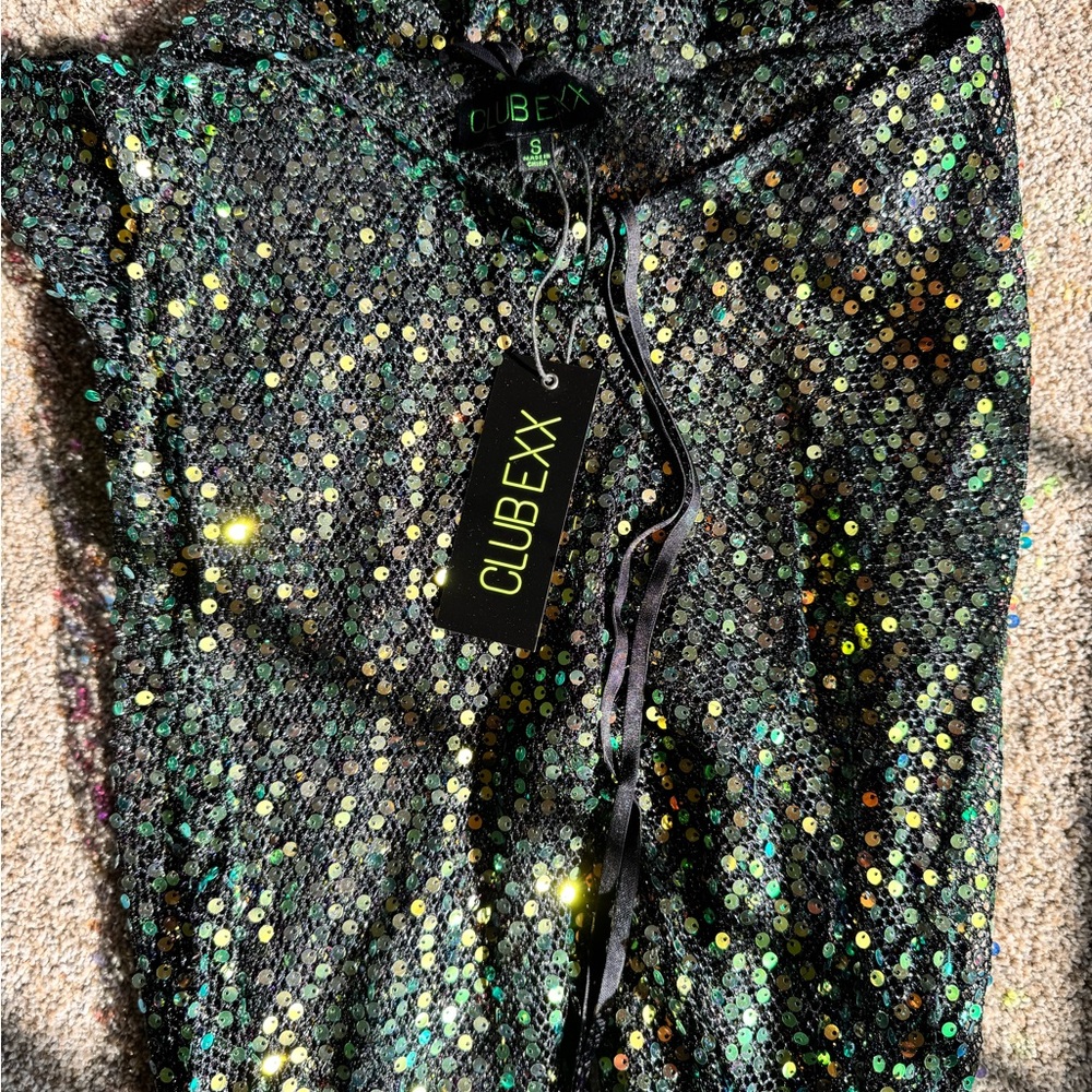 Club Exx Dolls Kill Sequin Flare Pants, Rave, Festival Wear